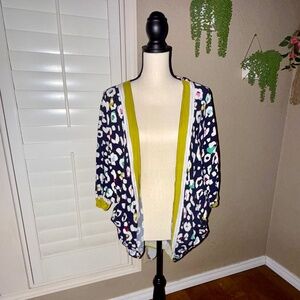 Anna & Ava Leopard Print Kimono One Size Colorful Boho Top - Excellent Condition